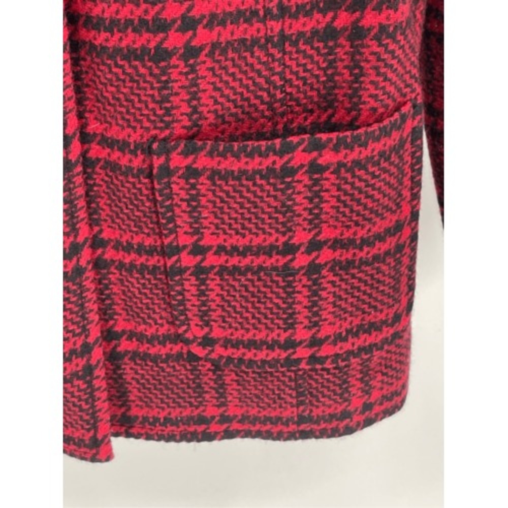 Talbots Blazer Jacket Women 10 Plaid Red Black Check Button Front Wool Blend - Picture 6 of 13